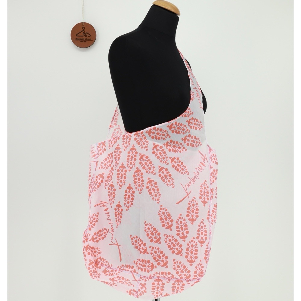FP Free People Movement White Neon Orange Ripstop Lightweight Reusable Tote Bag